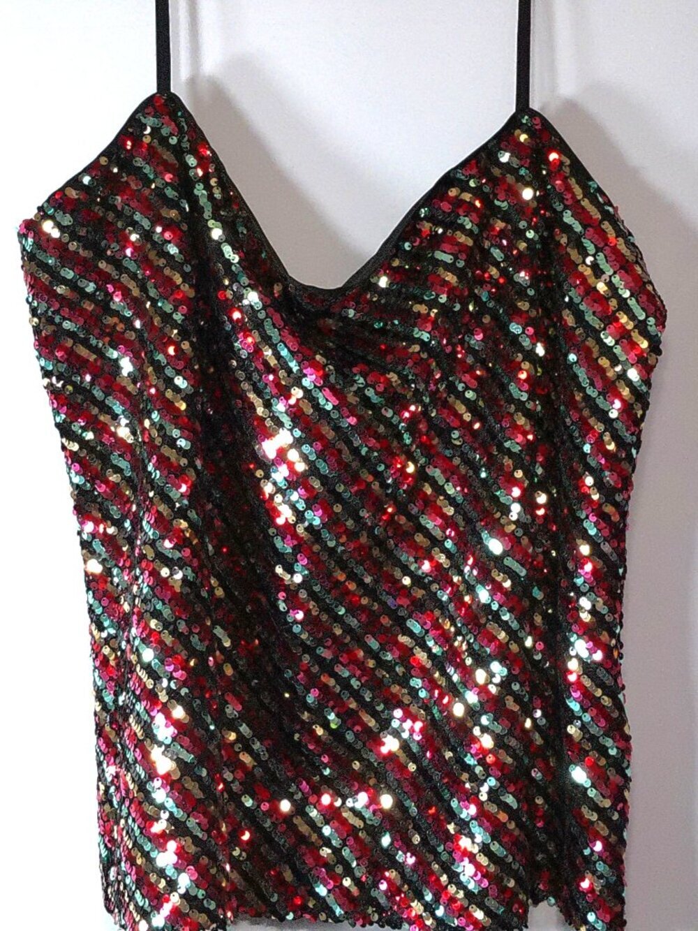 Milly Women’s Sequin Crop Top Size 14 Multicolor Made in USA Lined Party Strappy
